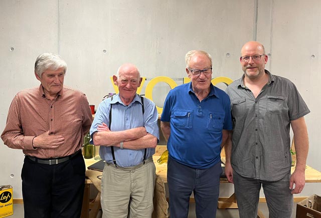Die Jubilare (von links): Paul Hasler, Johann Wendelspiess, Bertram Schreiber, Marc Stahel. Foto: zVg